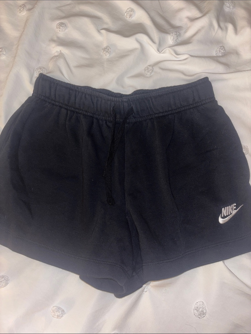 Nike Women's Black Athletic Shorts with White Logo